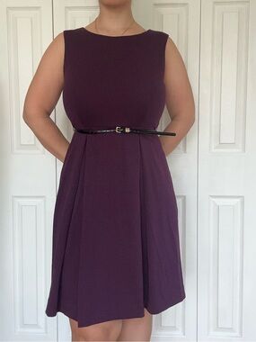 Calvin Klein Sleeveless Purple A-Line Dress